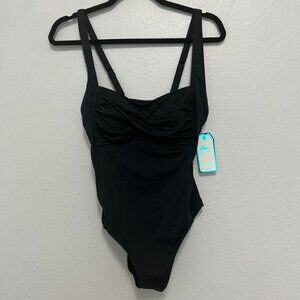 NWT You Di An Womens Black One Piece Swimsuit Rouched Style On The Chest